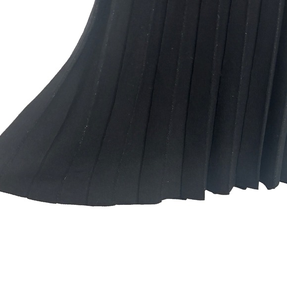Max Studio Black Knit Midi Skirt Sz M Pleated Metallic Thread Accent - Picture 3 of 7